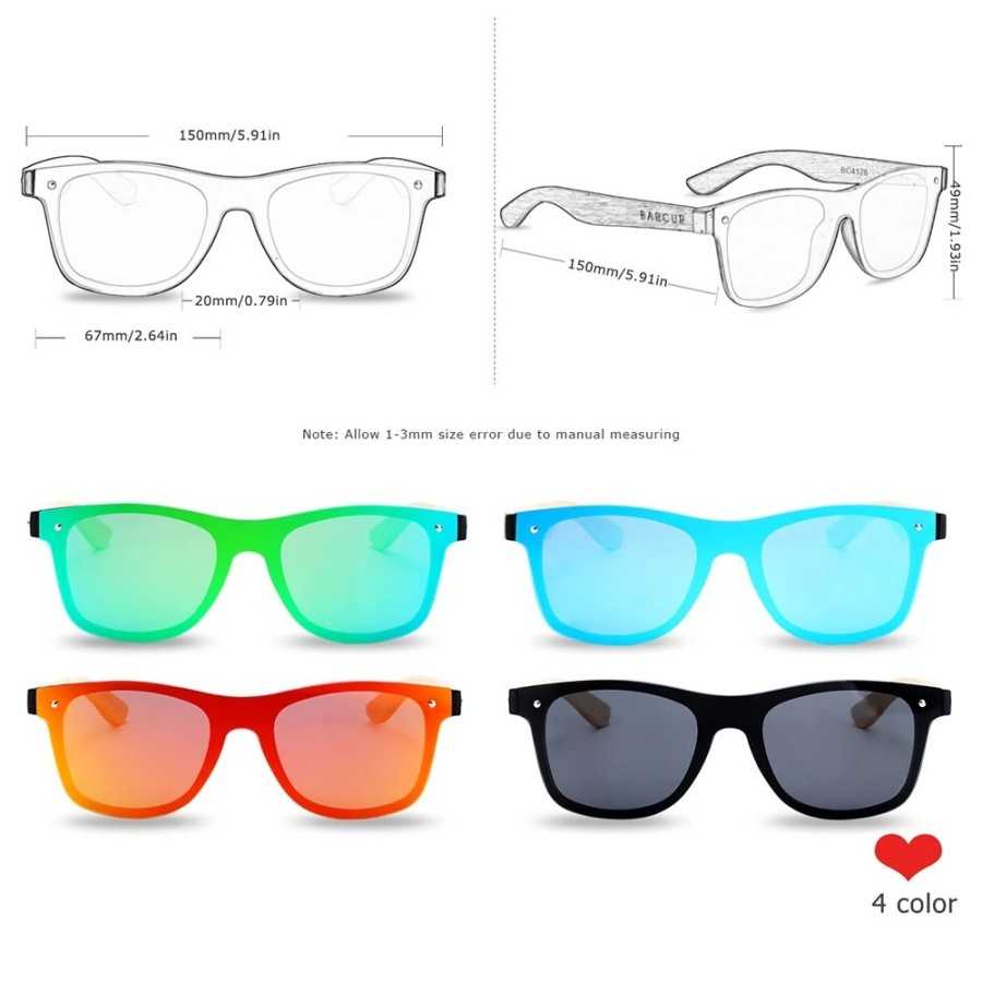 Gafas De Sol De madera BARCUR, gafas De Sol De nogal negro Natural par
