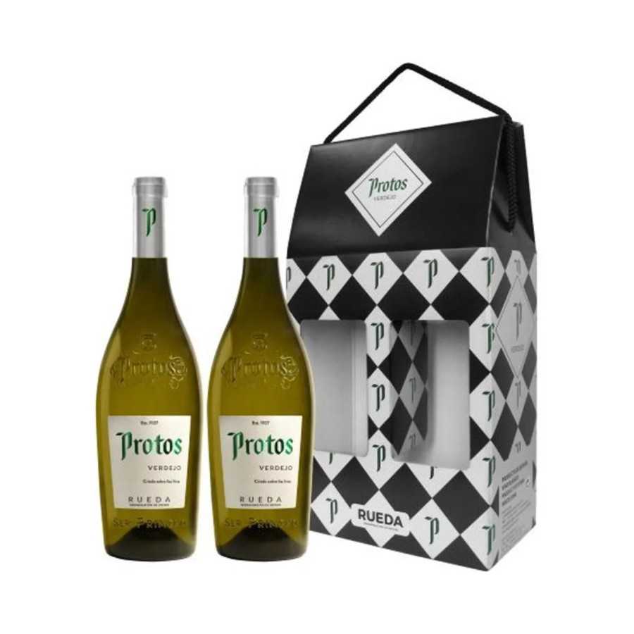 PROTOS Estuche con 2 botellas de vino blanco verdejo con D.O. Rueda PROTOS. PROTOS Estuche con 2 botellas de vino blanco verdejo con D.O. Rueda PROTOS.