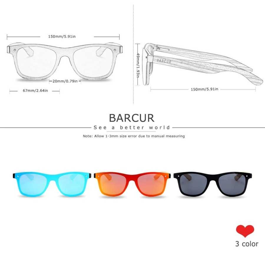 BARCUR-Gafas de sol de lujo para hombre y mujer, lentes de madera con 