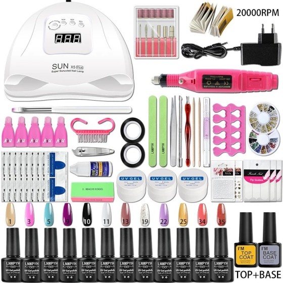 Kit de Gel para uñas con lámpara LED UV, juego de manicura acrílica, h