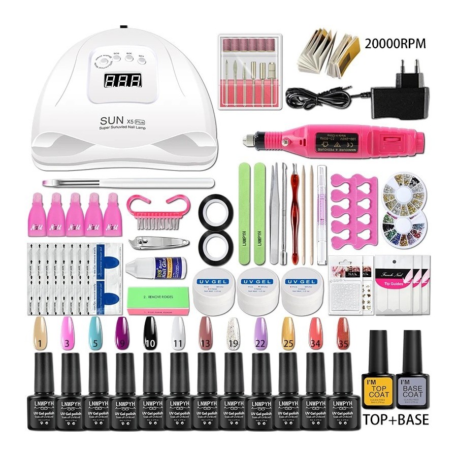 Kit de Gel para uñas con lámpara LED UV, juego de manicura acrílica, h