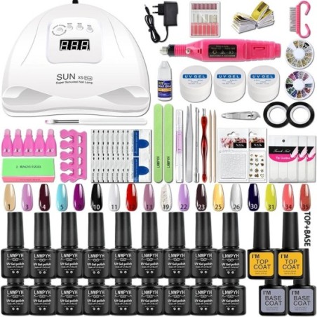 Kit de Gel para uñas con lámpara LED UV, juego de manicura acrílica, herramientas de manicura, taladro eléctrico