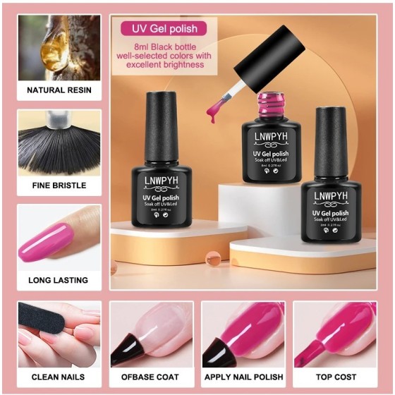 Kit de Gel para uñas con lámpara LED UV, juego de manicura acrílica, h