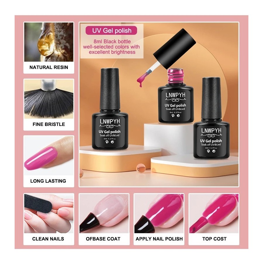 Kit de Gel para uñas con lámpara LED UV, juego de manicura acrílica, h
