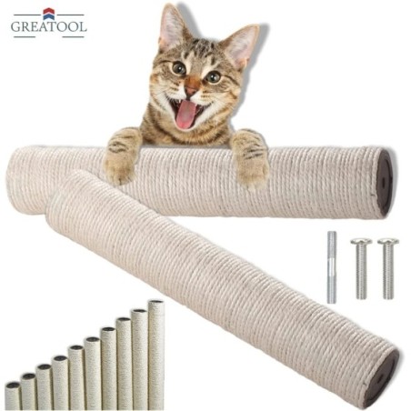 GREATOOL Reemplazo de Poste de Rascador de Gato, Auténtico Sisal con Interior , 6cm/ 9cm Hilo de Varias Longitudes 20cm, 33cm , 