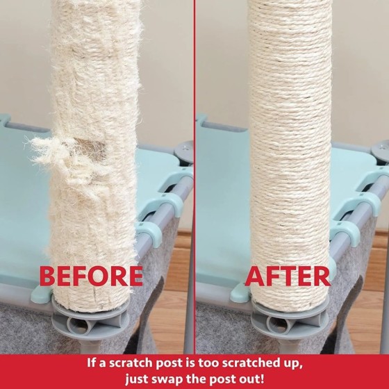 GREATOOL Reemplazo de Poste de Rascador de Gato, Auténtico Sisal con I GREATOOL Reemplazo de Poste de Rascador de Gato, Auténtico Sisal con I