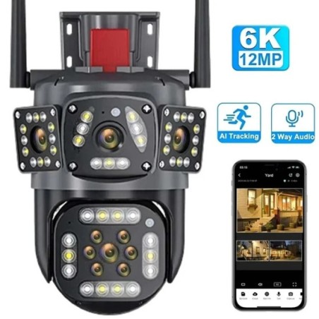 12MP 6K HD WiFi IP Camera Three Screens PTZ Camera Human Detection Auto Tracking Outdoor IP CCTV Security Protection Survalance 