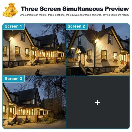 12MP 6K HD WiFi IP Camera Three Screens PTZ Camera Human Detection Aut