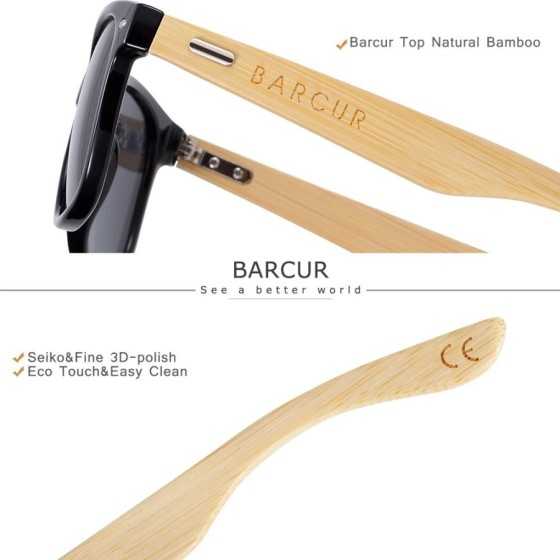 Gafas polarizadas BARCUR de bambú para hombre gafas de sol de madera p