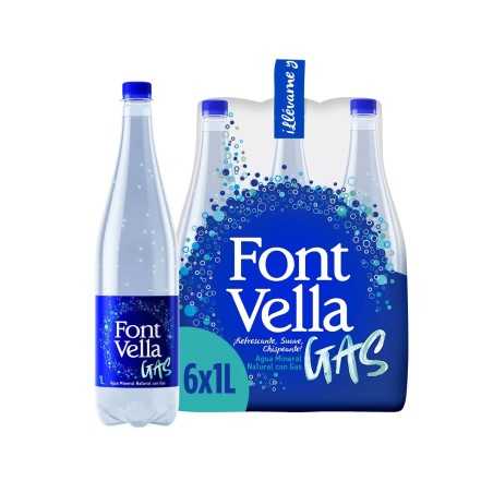 FONT VELLA Agua mineral con gas pack 6 uds. x 1 l,