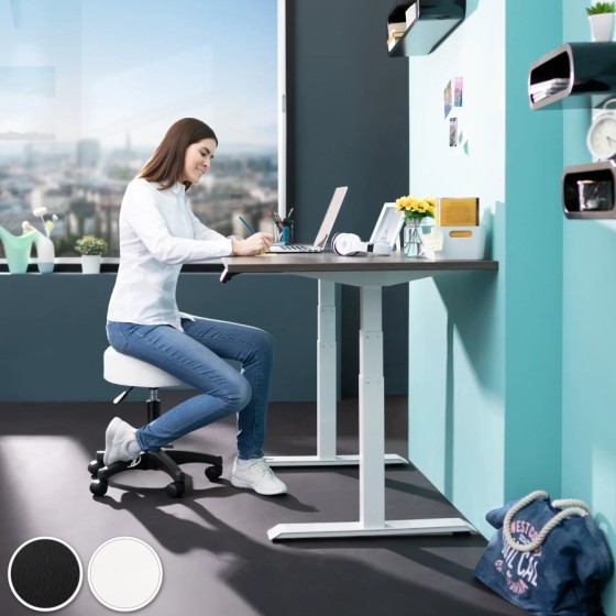 Tectake - Taburete con ruedas Altura ajustable Giratorio 360° Superfic
