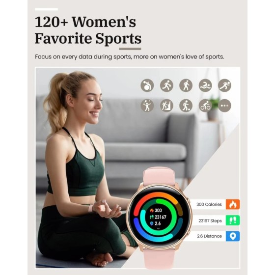 Reloj inteligente deportivo para mujer, dispositivo resistente al agua