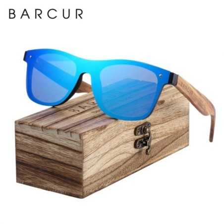 BARCUR Gafas de sol polarizadas negras de madera de nogal para hombre cuadradas Gafas de sol para mujer
