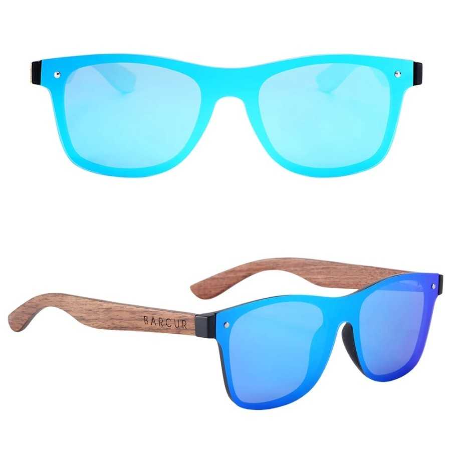 BARCUR Gafas de sol polarizadas negras de madera de nogal para hombre 
