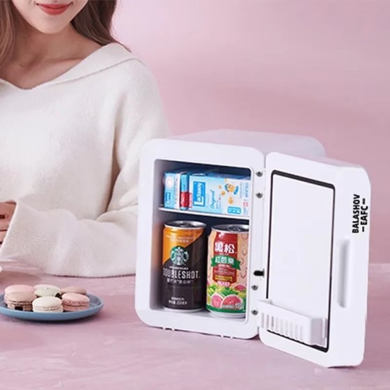 Mini refrigerador de maquillaje de 4L con espejo de luz LED, refrigera