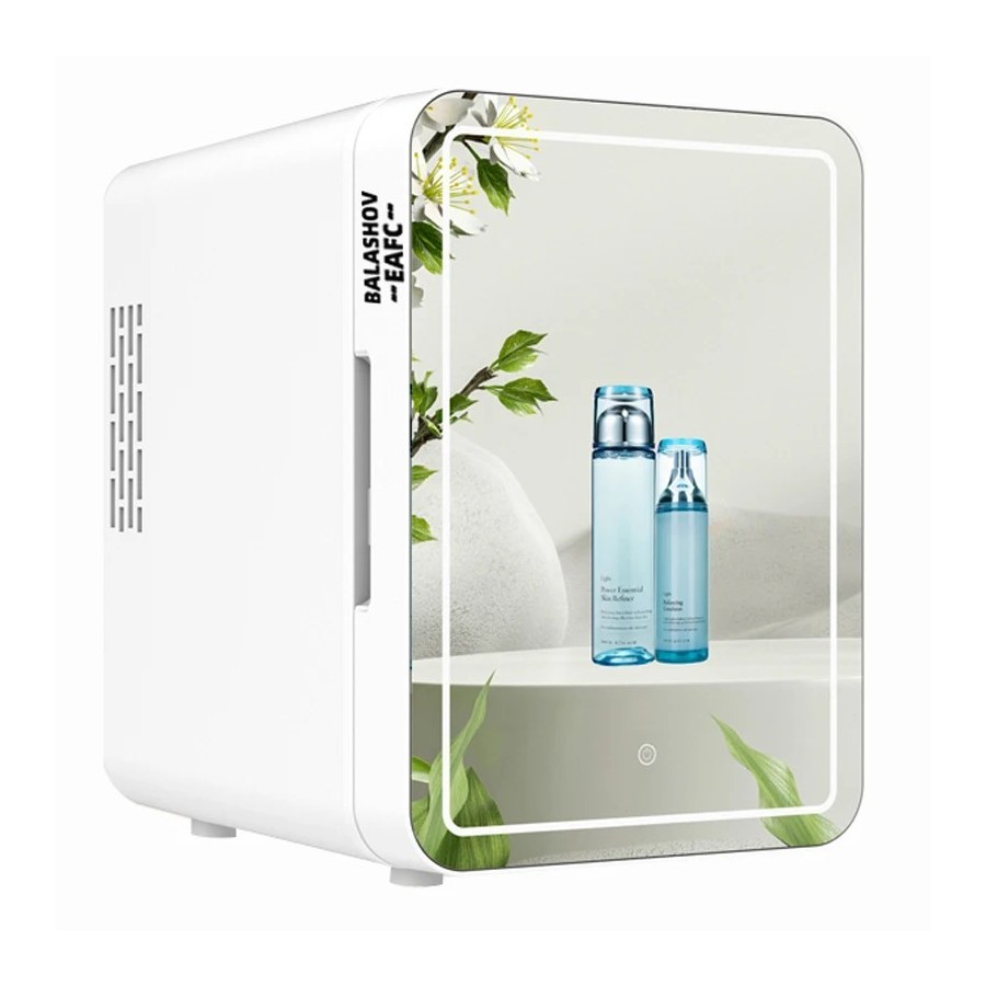 Mini refrigerador de maquillaje de 4L con espejo de luz LED, refrigera