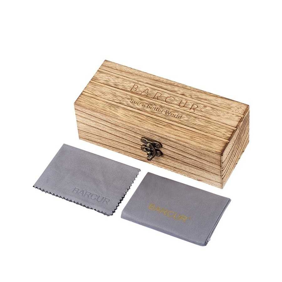 BARCUR Gafas de sol polarizadas negras de madera de nogal para hombre 