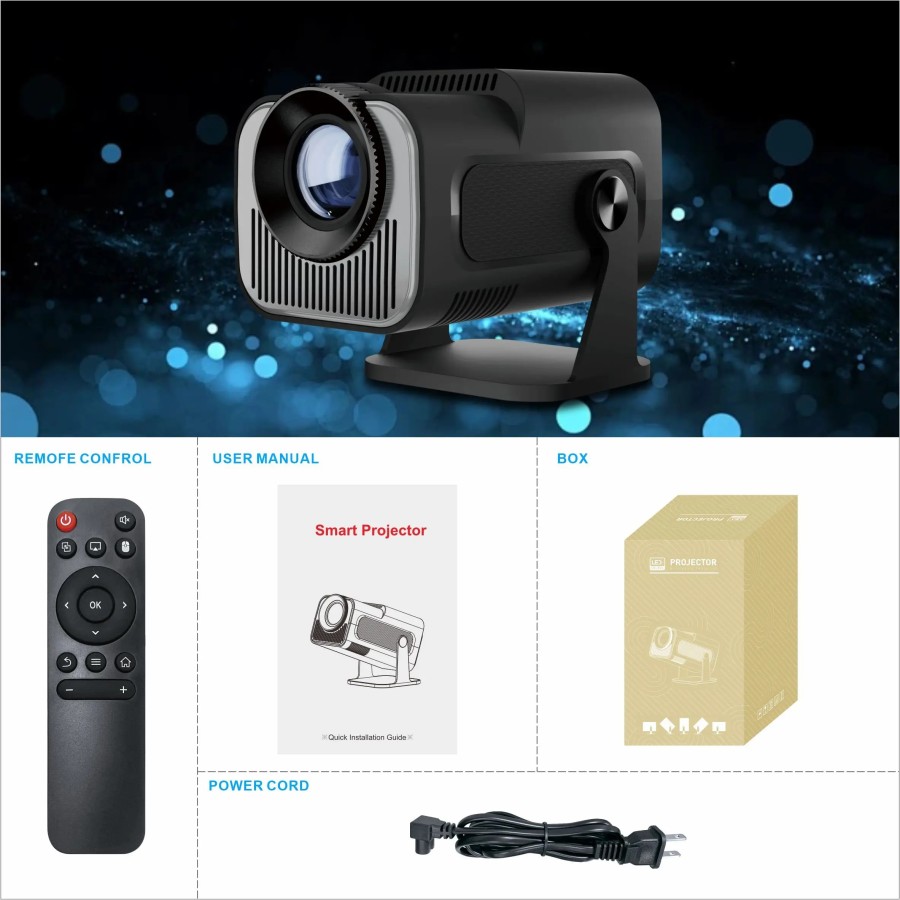 Proyector portátil para cine al aire libre, dispositivo Rotable de 720