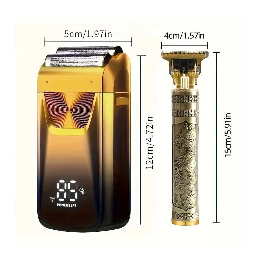 Kit de afeitado eléctrico para hombre, afeitadora de lámina con alimentación USB, batería de litio de 1200