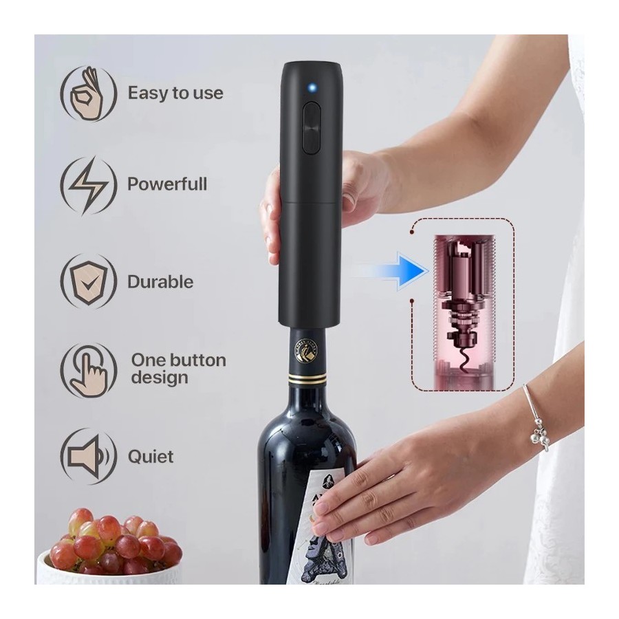 Abridor de botellas de vino eléctrico, sacacorchos automático para vin