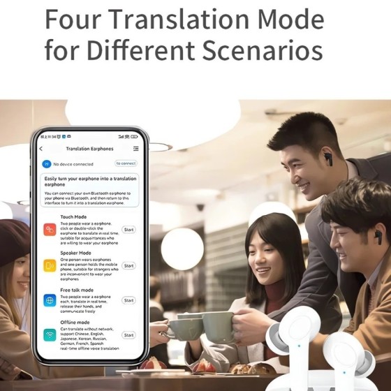 Auriculares de traducción inteligente, 144 idiomas, traductor de voz A