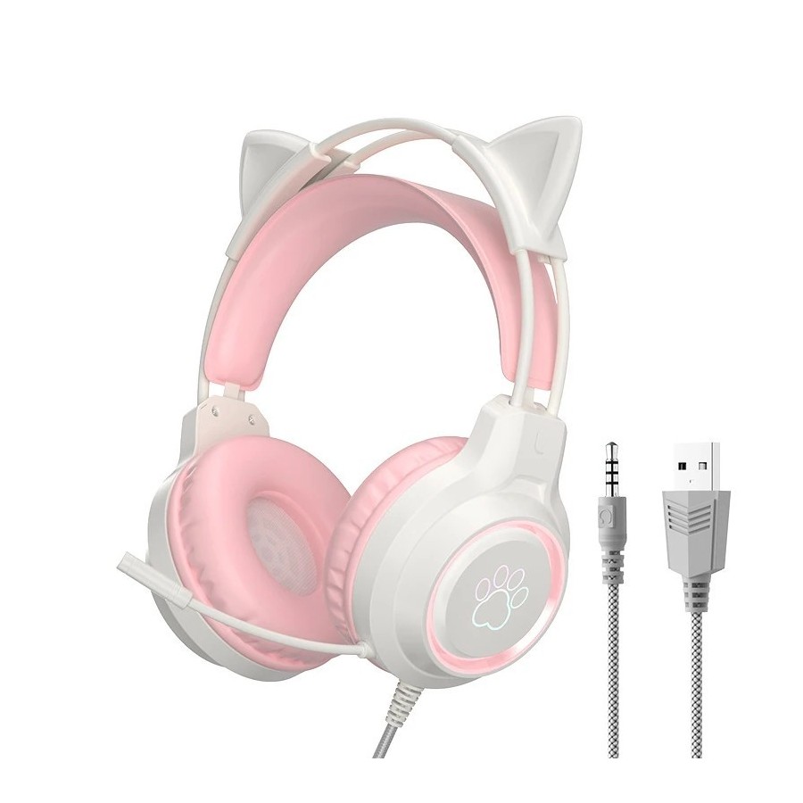 Auriculares para juegos con Oreja de Gato para PC, auriculares para ju Auriculares para juegos con Oreja de Gato para PC, auriculares para ju