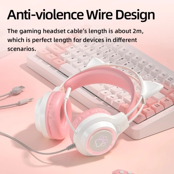 Auriculares para juegos con Oreja de Gato para PC, auriculares para ju Auriculares para juegos con Oreja de Gato para PC, auriculares para ju