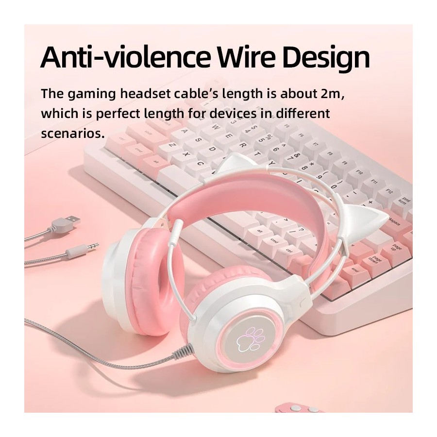 Auriculares para juegos con Oreja de Gato para PC, auriculares para ju