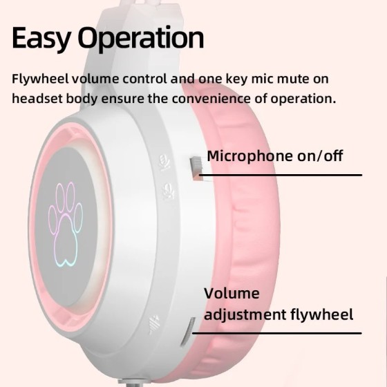 Auriculares para juegos con Oreja de Gato para PC, auriculares para ju Auriculares para juegos con Oreja de Gato para PC, auriculares para ju