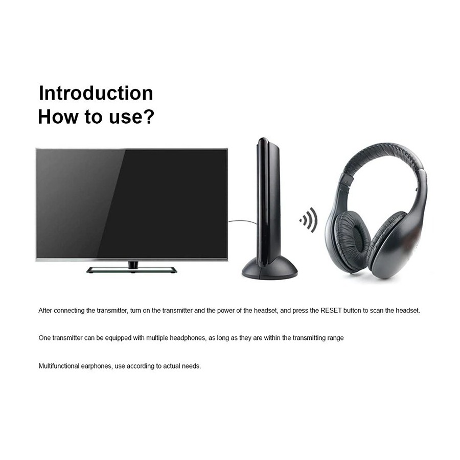 Auriculares inalámbricos HiFi 5 en 1 para TV o ordenador, auriculares 