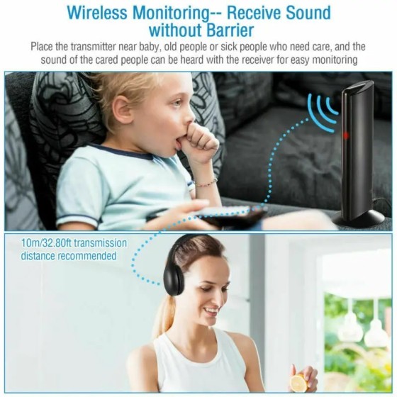 Auriculares inalámbricos HiFi 5 en 1 para TV o ordenador, auriculares 