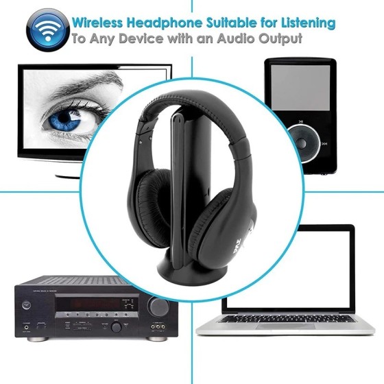 Auriculares inalámbricos HiFi 5 en 1 para TV o ordenador, auriculares 