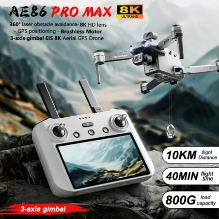 Dron Profesional AE86 PRO Max, cuadricóptero con cámara HD 8K, de 3 ejes cardán, fotografía aérea, evitación de obstáculos, FPV,
