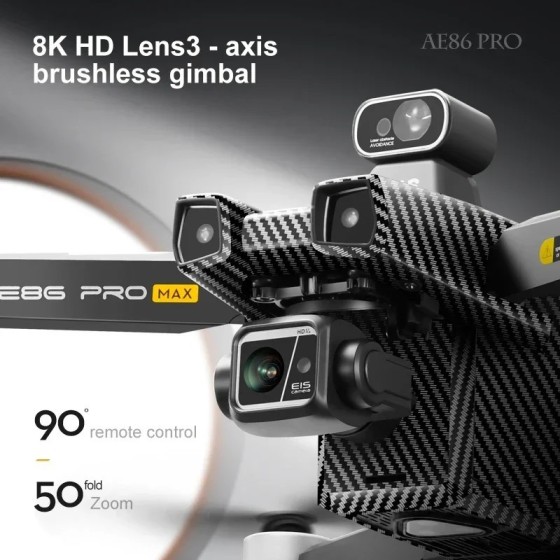 Dron Profesional AE86 PRO Max, cuadricóptero con cámara HD 8K, de 3 ej Dron Profesional AE86 PRO Max, cuadricóptero con cámara HD 8K, de 3 ej