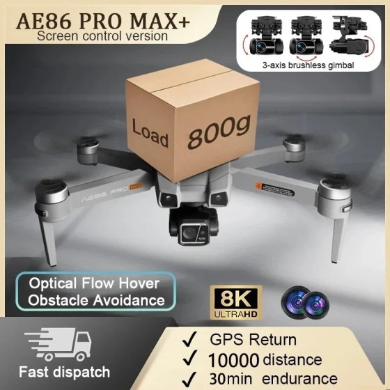 Dron Profesional AE86 PRO Max, cuadricóptero con cámara HD 8K, de 3 ej Dron Profesional AE86 PRO Max, cuadricóptero con cámara HD 8K, de 3 ej