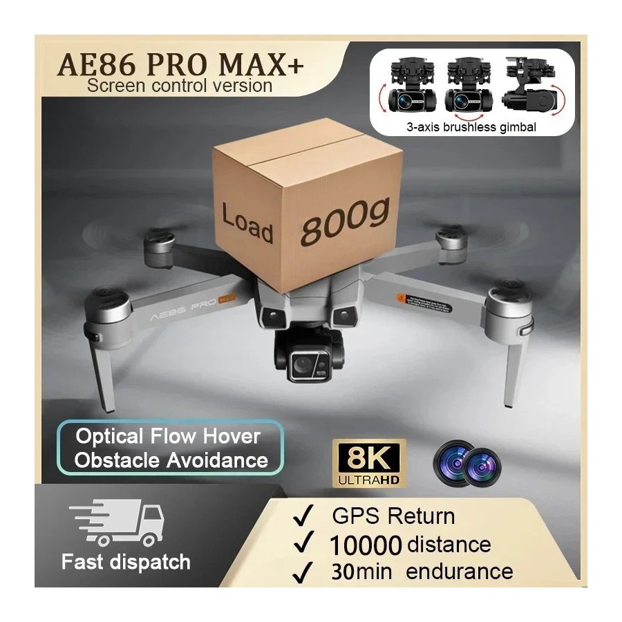 Dron Profesional AE86 PRO Max, cuadricóptero con cámara HD 8K, de 3 ej