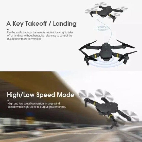 Mini Dron teledirigido E58 para niños, cuadricóptero plegable con cáma