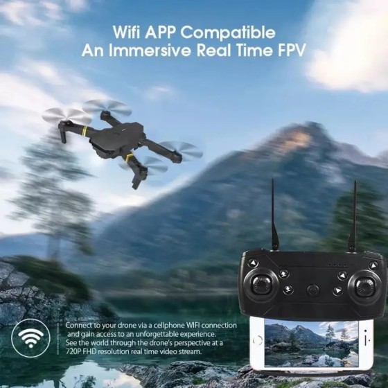 Mini Dron teledirigido E58 para niños, cuadricóptero plegable con cáma
