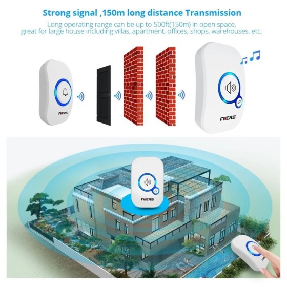 Timbre inalámbrico Fuers, timbre de bienvenida a prueba de agua, timbr Timbre inalámbrico Fuers, timbre de bienvenida a prueba de agua, timbr