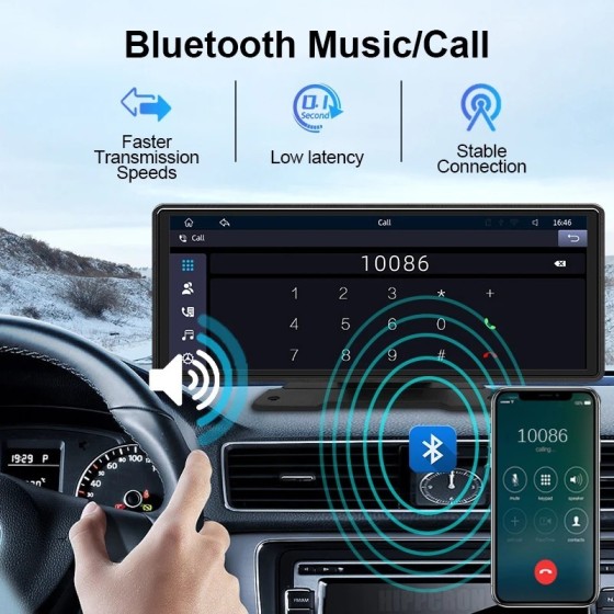 Reproductor de vídeo Multimedia con Radio para espejo de coche de 10,2