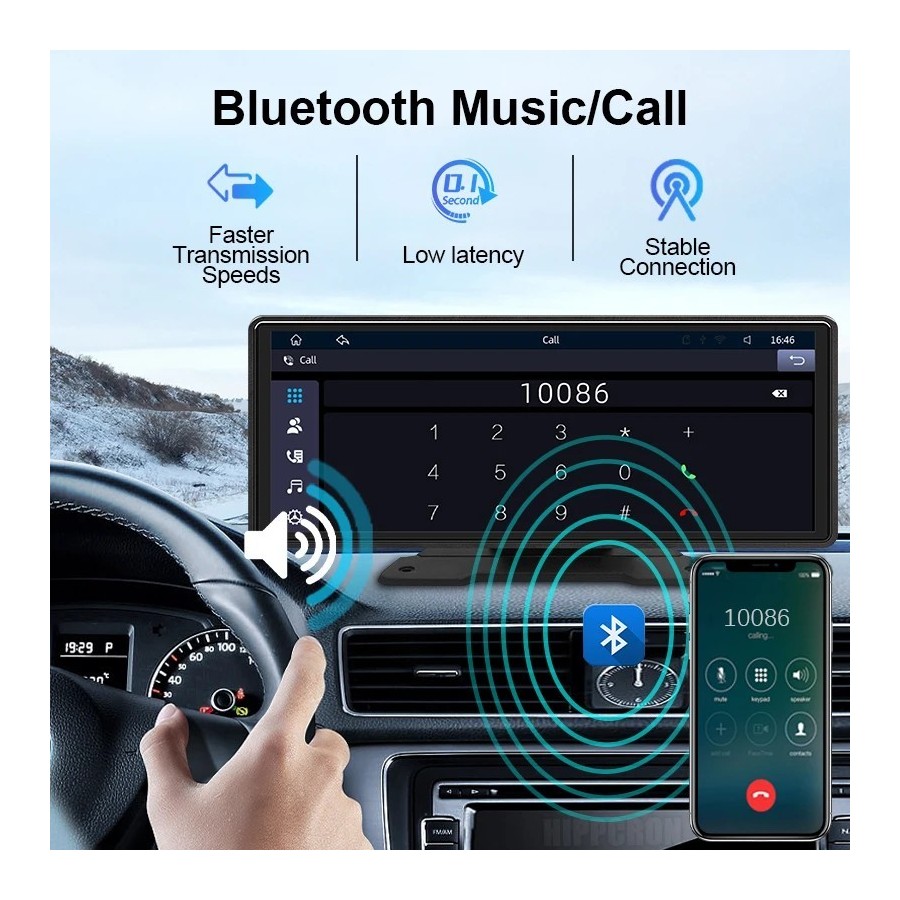 Reproductor de vídeo Multimedia con Radio para espejo de coche de 10,2