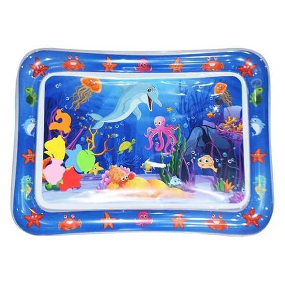 Colchoneta inflable de PVC con diseño de Delfín Azul para bebé, tapete