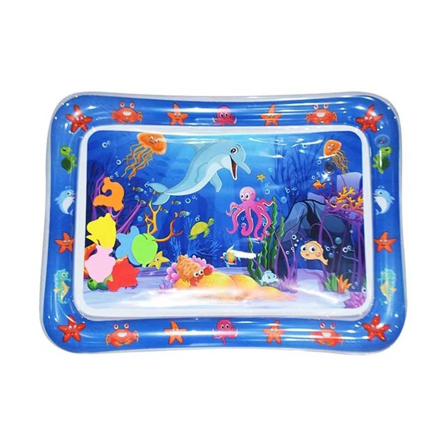 Colchoneta inflable de PVC con diseño de Delfín Azul para bebé, tapete