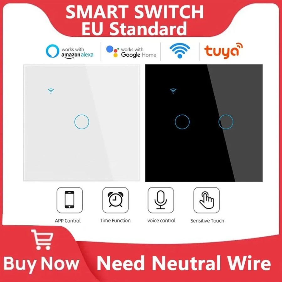 Interruptor inteligente WiFi, Interruptor táctil de pared con luz euro Interruptor inteligente WiFi, Interruptor táctil de pared con luz euro