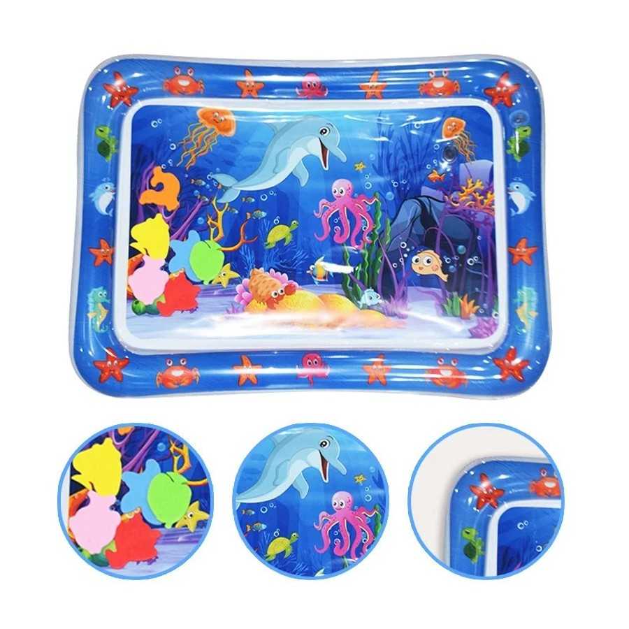 Colchoneta inflable de PVC con diseño de Delfín Azul para bebé, tapete
