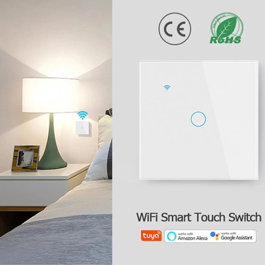 Interruptor inteligente WiFi, Interruptor táctil de pared con luz euro