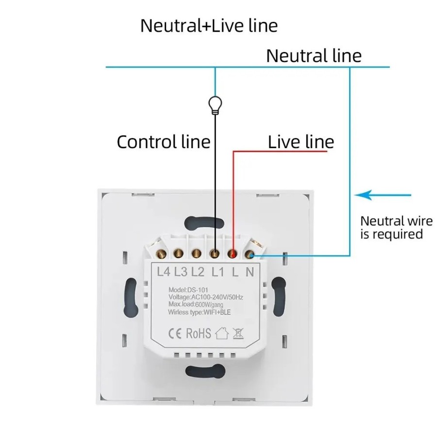 Interruptor inteligente WiFi, Interruptor táctil de pared con luz euro