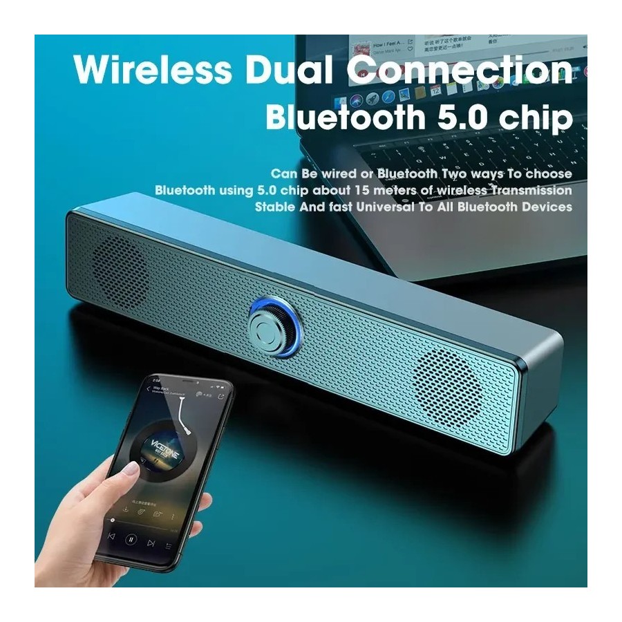 Barra de sonido con cable e inalámbrica para PC, Altavoz Bluetooth, al