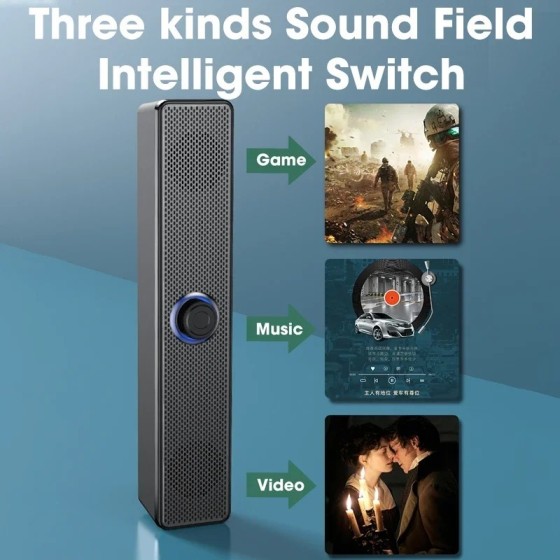 Barra de sonido con cable e inalámbrica para PC, Altavoz Bluetooth, al