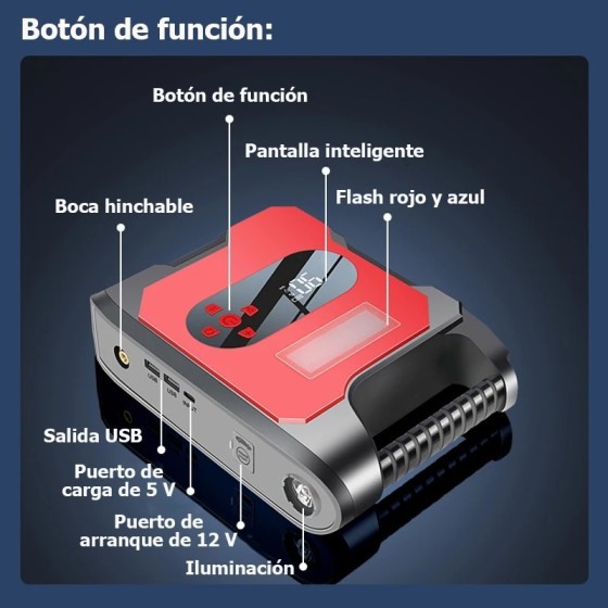 12V Fuente de alimentación de arranque de emergencia para coche, bomba